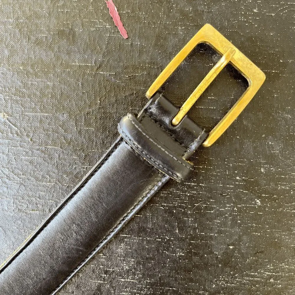 TRAFALGAR Cortina Black Leather Belt with Solid Brass Buckle - 42/105